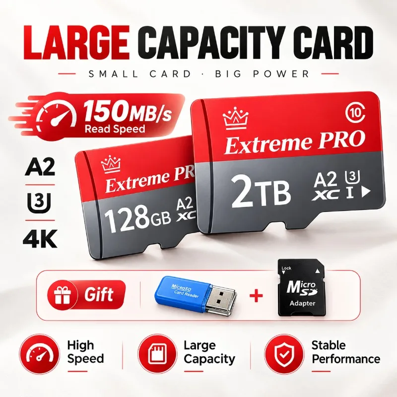 Micro TF SD Card High-Speed 128GB 256GB 512GB U3 A2 TF Cards SD Cards Memory Card Temperature Proof 4K for Camera/Drone