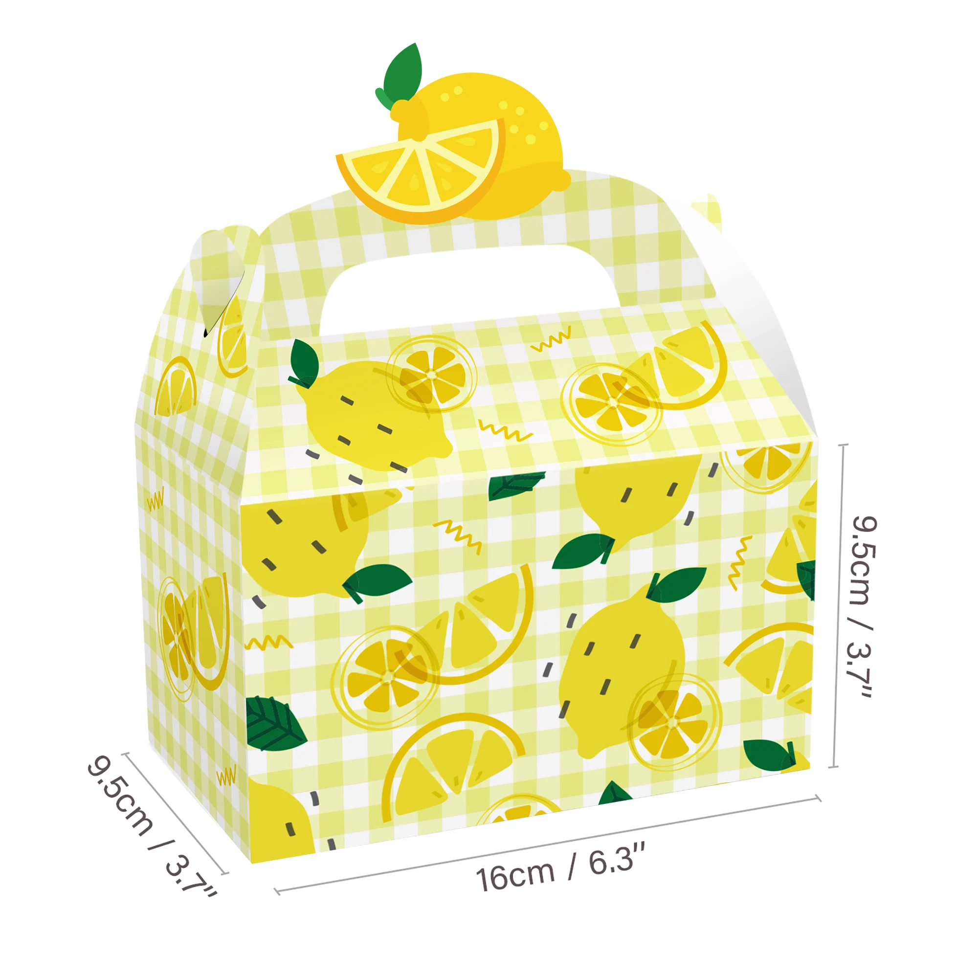 DD246 4Pcs 16x9.5x9.5CM Party Supplies Paper Packing Gift Boxes for Birthday Party Fruit Lemon Pattern