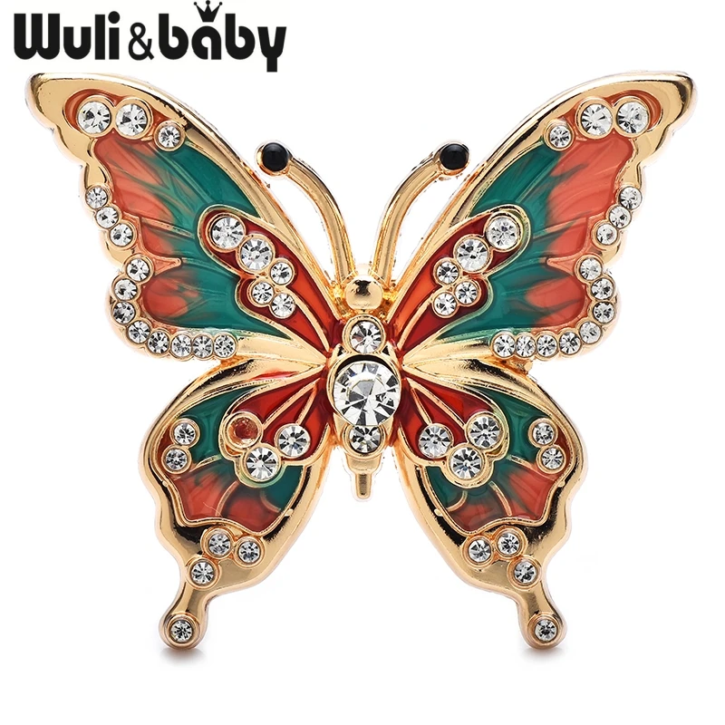 Wuli&baby Classical Butterfly Brooches For Women Unisex 2-color Enamel Lovely Insects Party Casual Brooch Pins Gifts