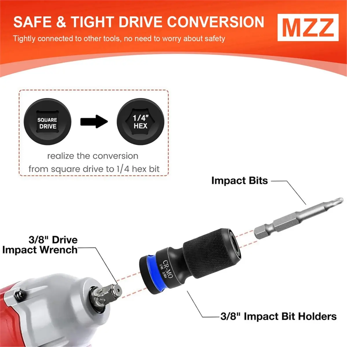 3pcs Impact Hex Converter for Screwdriver/Drill Bit 1/2 3/8 1/4