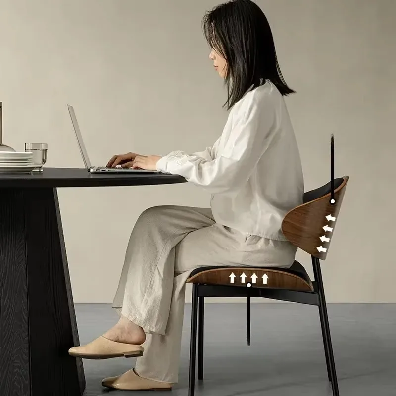 Luxury Upholstered Dining Chair Designer Bentwood with Leather Cushion Comfortable for Coffee Study Room