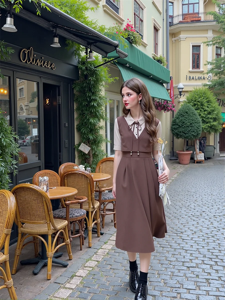 Women'S Dresses Japanese Style Casual Bow Lace-Up Loose Silky Silk Satin Chiffon Gauze Tulle Mesh See-Through Transparent Sheer