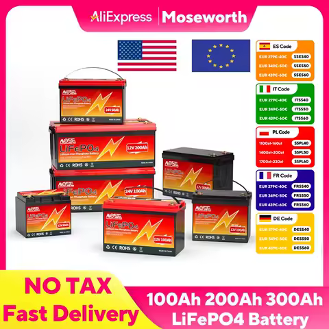 New 12V 6Ah 10Ah 12Ah 20Ah 25Ah 50Ah 100Ah LiFePo4 Battery Pack 24V 36V 200Ah 300Ah Lithium Ion Phosphate Batteries Built-in BMS