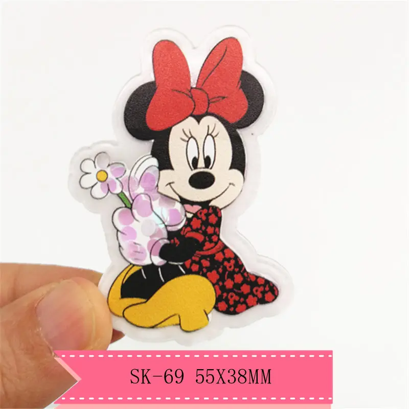 1pcs cartoon  Minnie Mouse Quicksand Acrylic Sequins custom Shaker Resins DIY bow center SK-69