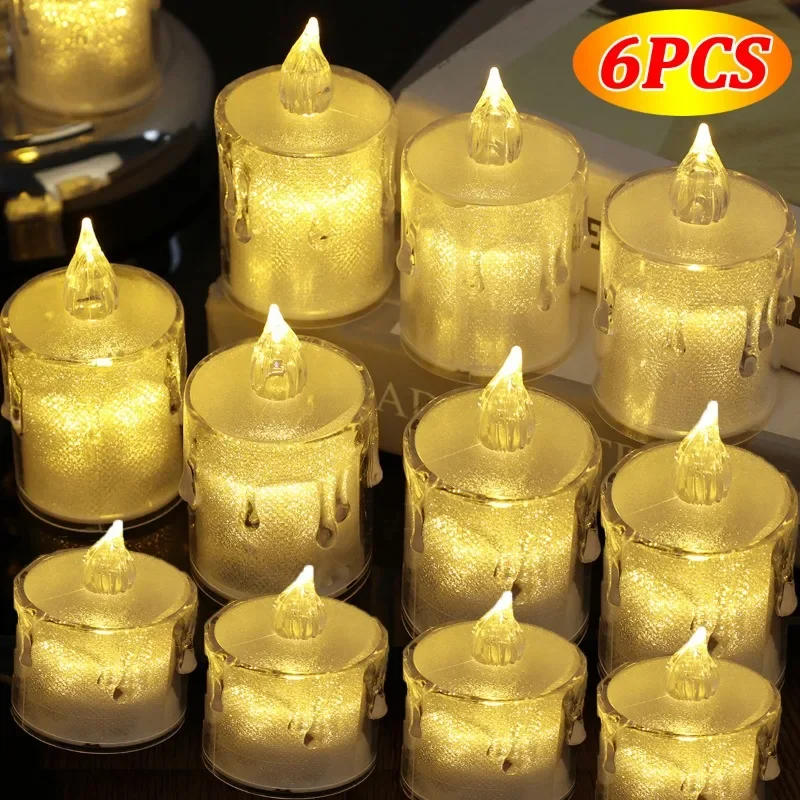 

LED Candle Lights Flameless Candle Lamp Battery Operated Tealight Transparent Tears Candle Light Valentine Wedding Party Decors