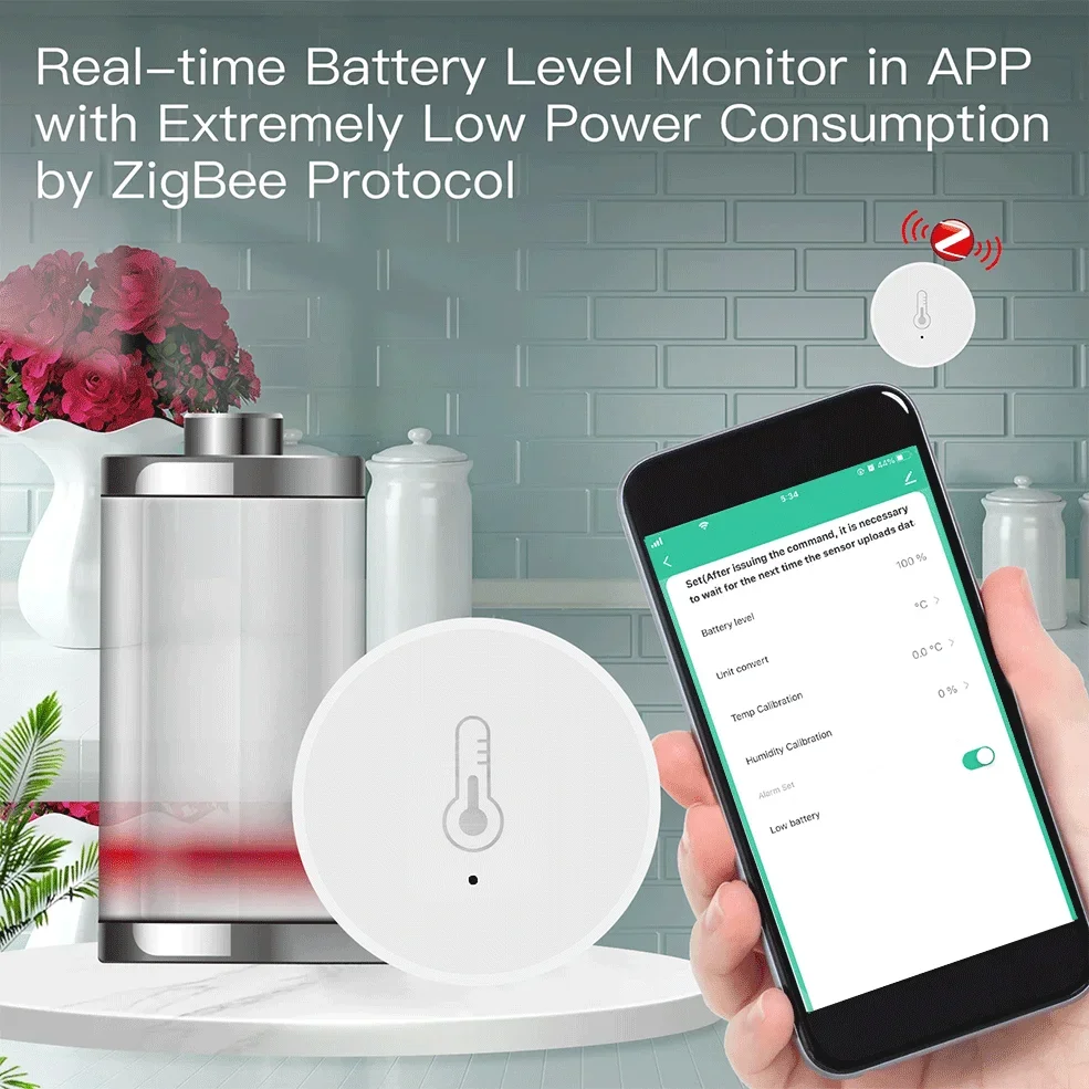 Tuya Zigbee Temperature And Humidity Sensor APP Remote Monitor For Smart Home Automation  Works With Alexa Google Assistant