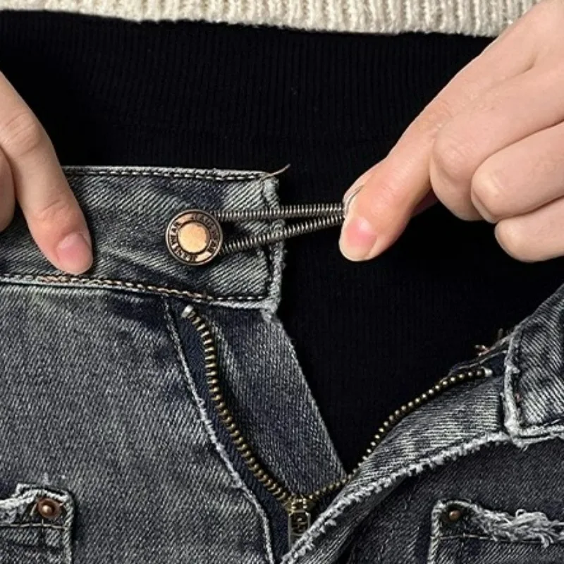 Perpanjang kancing Jeans pinggang, perpanjangan lingkar pinggang, gesper pinggang dapat disesuaikan, perpanjang elastis