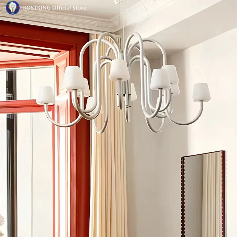 

Minimalist Aluminum Chandelier Glass Pendant Light LED Hanging Lamp Bedroom Living Room Dining Table Home Decor Lighting