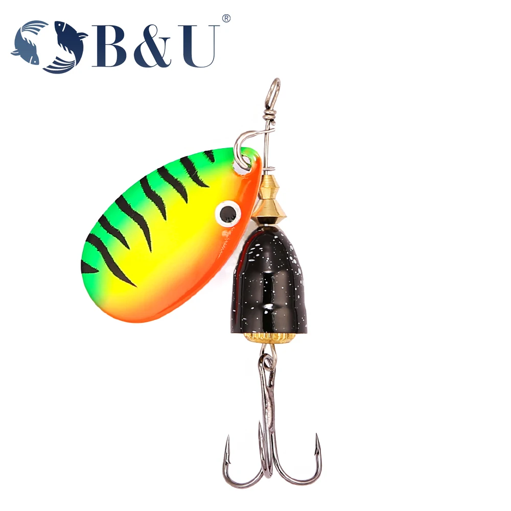 

B&U Spinner Metal Hard Bait Rotating Spinner Fishing Lure Spoon Sequins Wobblers Bass Pesca With Treble Hooks