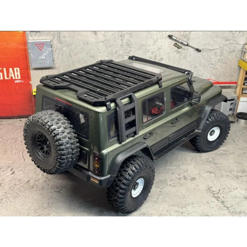 Fit YK4084 1/8 RC Crawler Roof Luggage Rack, CNC Machined 6061 Aluminum, Expandable With PETGGF Side Ladder & Tank,Upgrade Parts