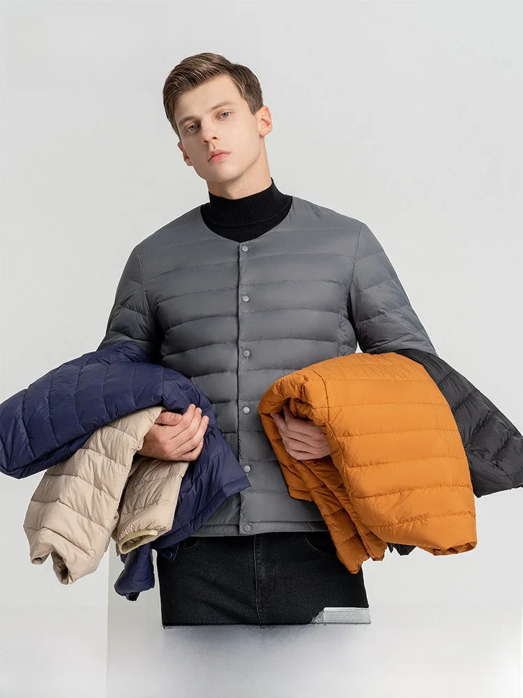 

Lightweight Padded Jaet round Ne Du down Coat for Men And Women Warmth Sli Quilted Spring Autumn Winter Outerwear