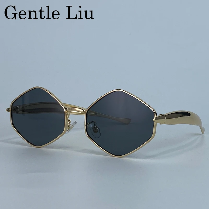 

Steampunk Hexagon Sunglasses Women 2025 Luxury Brand Polygon Punk Sun Glasses UV400 Driving Eyewear For Lady Metal Frame Shades