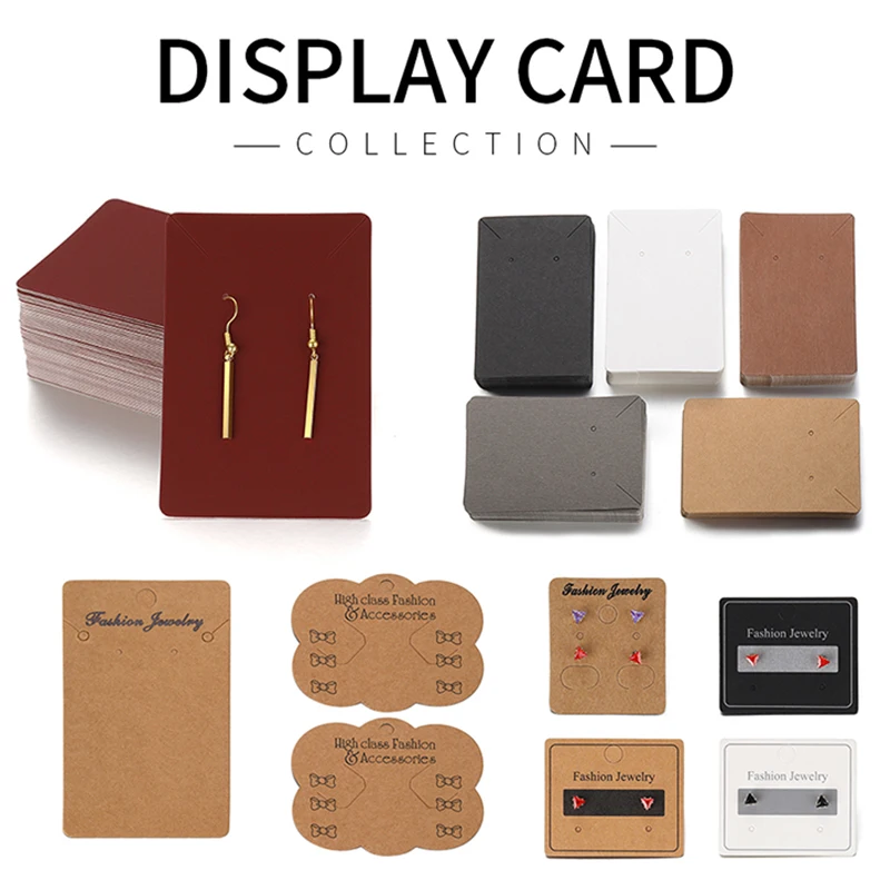 50pcs/lot Paper Display Cards Earrings Necklaces Storage Accessories Plastic jewelry bags Packaging for jewelry DIY Cardboard