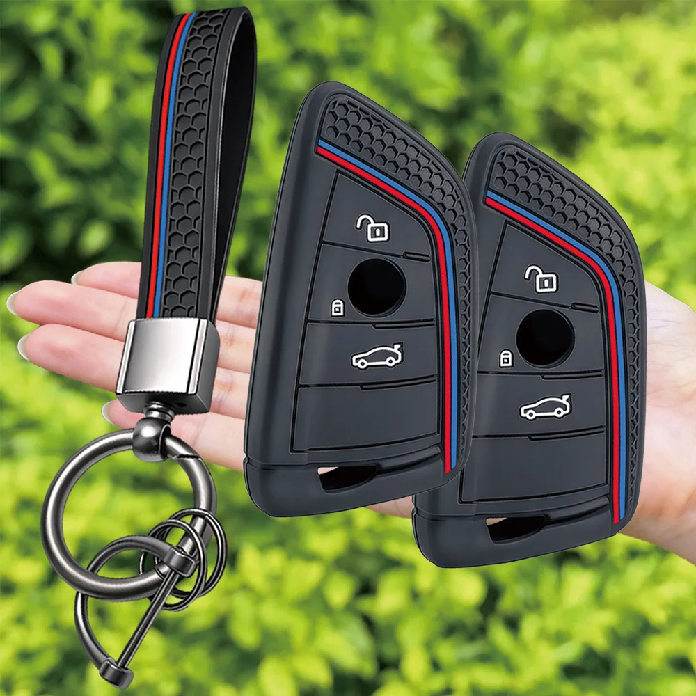 Silicone Remote Car Keychain Holder Key Case Cover for BMW F48 F46 F10 F20 F30 X1 X2 X3 X4 X5 X6 Z4 1 2 3 4 5 6 7 Serie 7 Wallet view 4