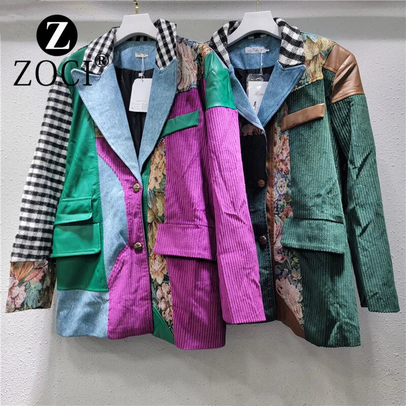 [ZOCI] suit 2024 Autumn new splicing heavy industry versatile short jacket trend