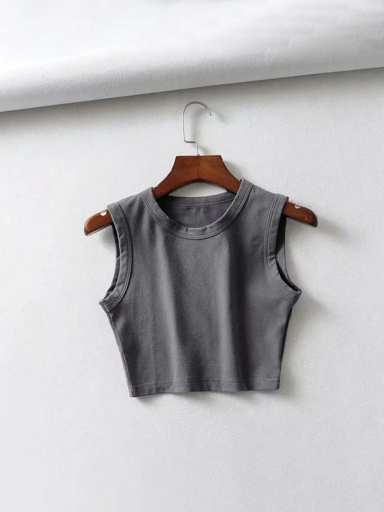 2024 Summer vintage white crop tops women biker black punk sexy tank top korean streetwear cropped sleeveless top feminino image 3