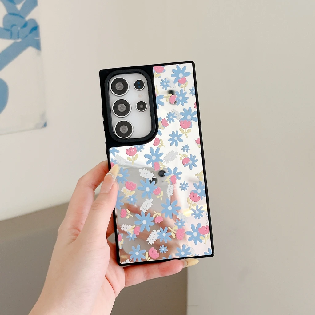เคสโทรศัพท์กันกระแทก ลายดอกไม้สีสันโรแมนติก หงษ์ขาว สำหรับ Samsung Galaxy S23 S24 S25 Plus Ultra