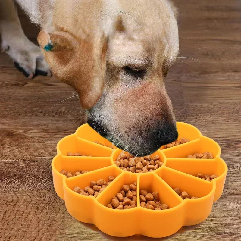 Pet Slow Eating Bowl Dog Bowl Anti-Gulping Dog Slow Feeder Stop Bloat Water Bowl Silicone Preventing Choking Bowl