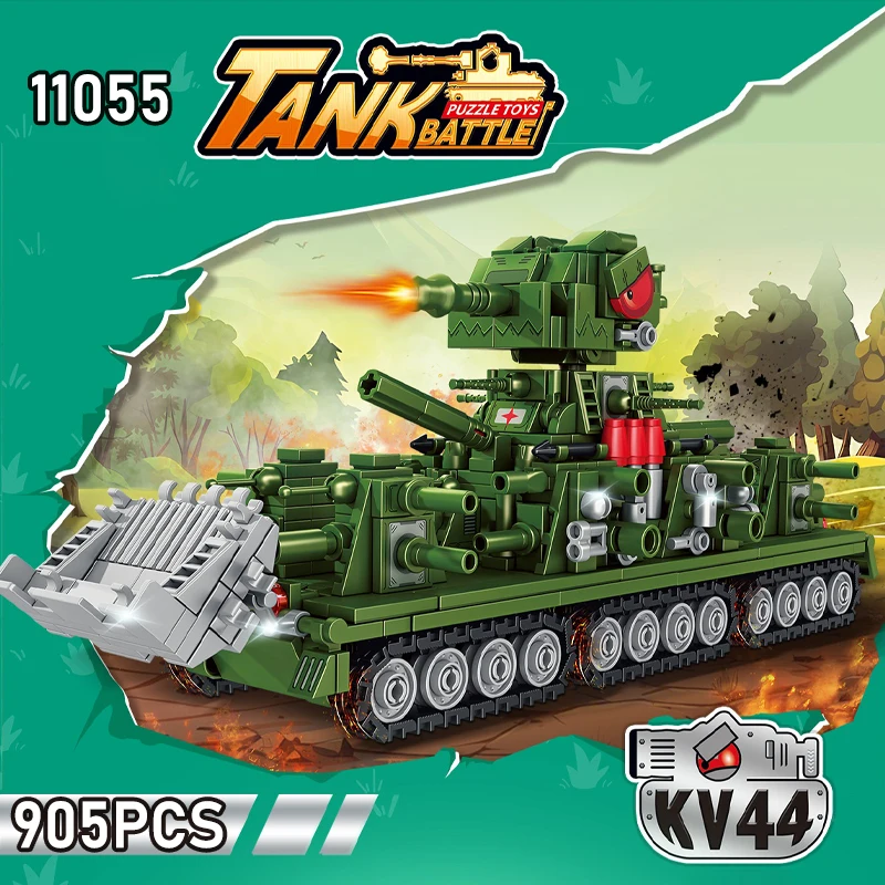 New Military Series KV44 Tank Assembly Building Blocks Toys World Intelligence Military Model KV99 11055