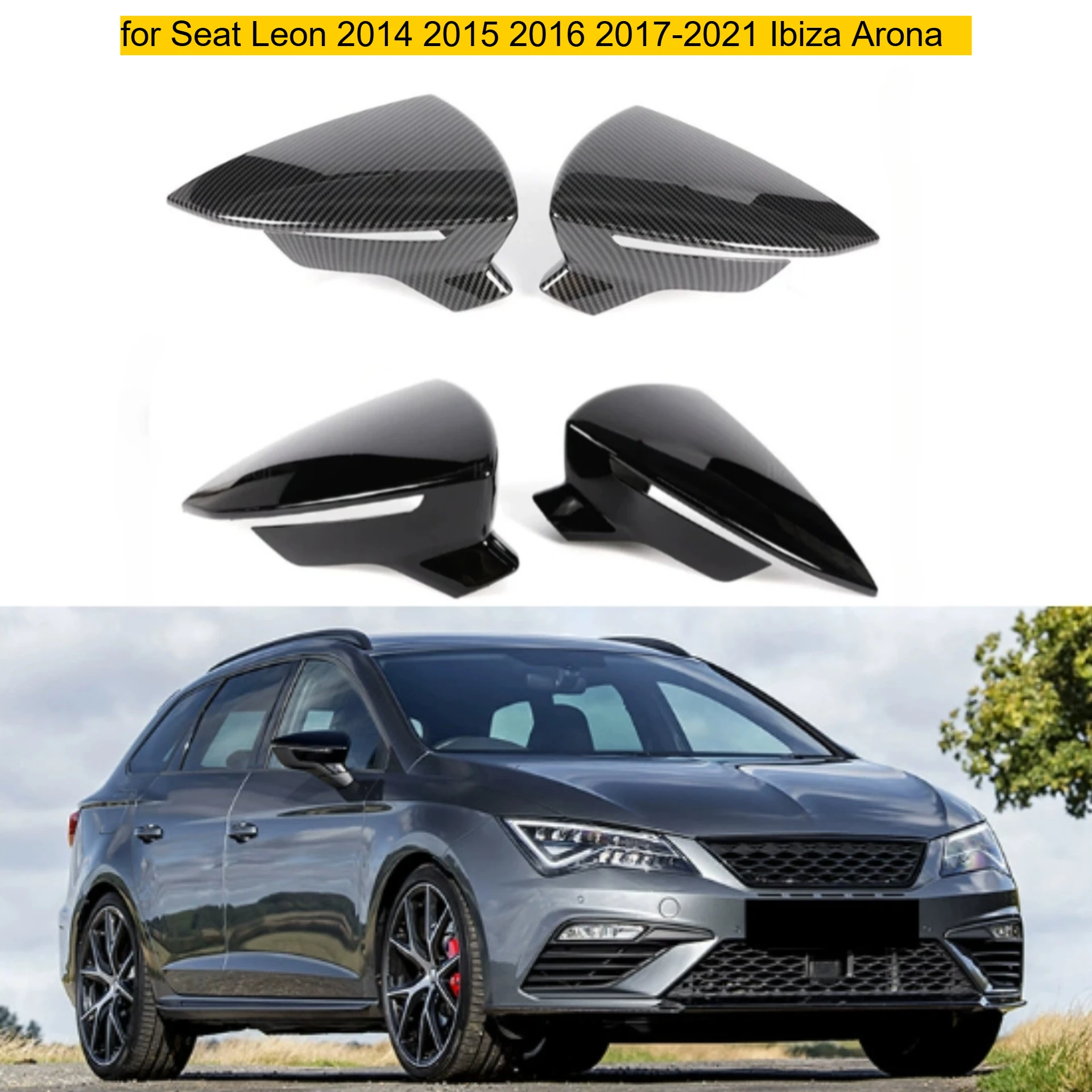 

2PCS Replacement Suitable for Seat Leon 2014 2015 2016 2017-2021 Ibiza Arona rearview mirror cover Rearview mirror housing