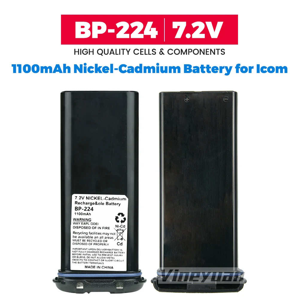 BP-224 7.2V 1100mAh NI-CD Battery Pack for ICOM IC-GM1600 IC-M21 IC-M2A IC-M31 IC-M32 IC-M33 IC-M34 IC-M35 IC-M36  Two-Way Radio