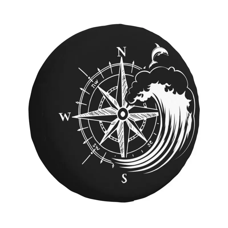 Custom Dolphin Compass Camper Spare Tire Cover for Jeep Wrangler Camper 4WD 4x4 SUV Car Wheel Protectors 14