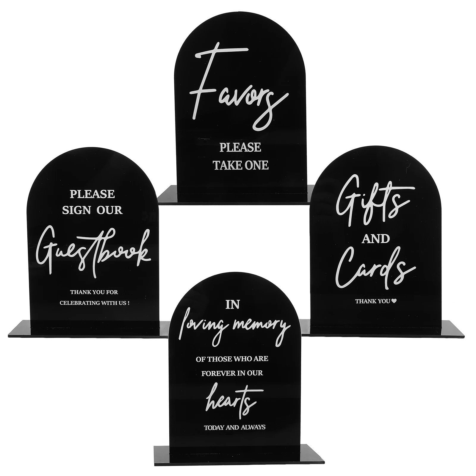 

4pcs 5x7 Inch Acrylic Table Signs Gift Cards For Wedding Party Banquet Hotel Safe Reusable Modern Calligraphy Arch Design Table