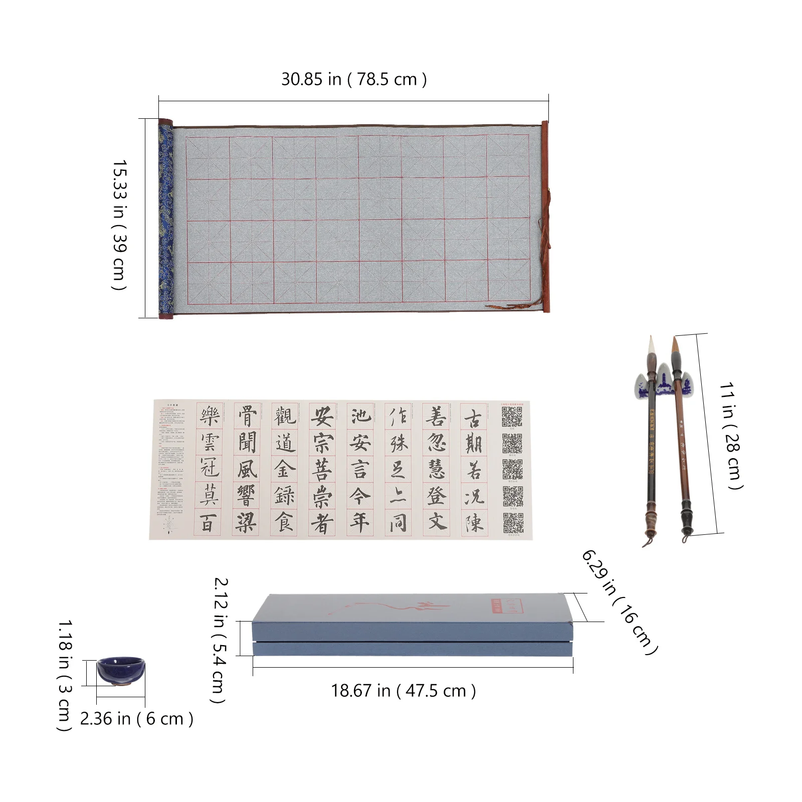 

1 Box Calligraphy Practice Kit Water Writing Cloth Reusable Mat for Home Study Convenient Folding Design Adults Learning