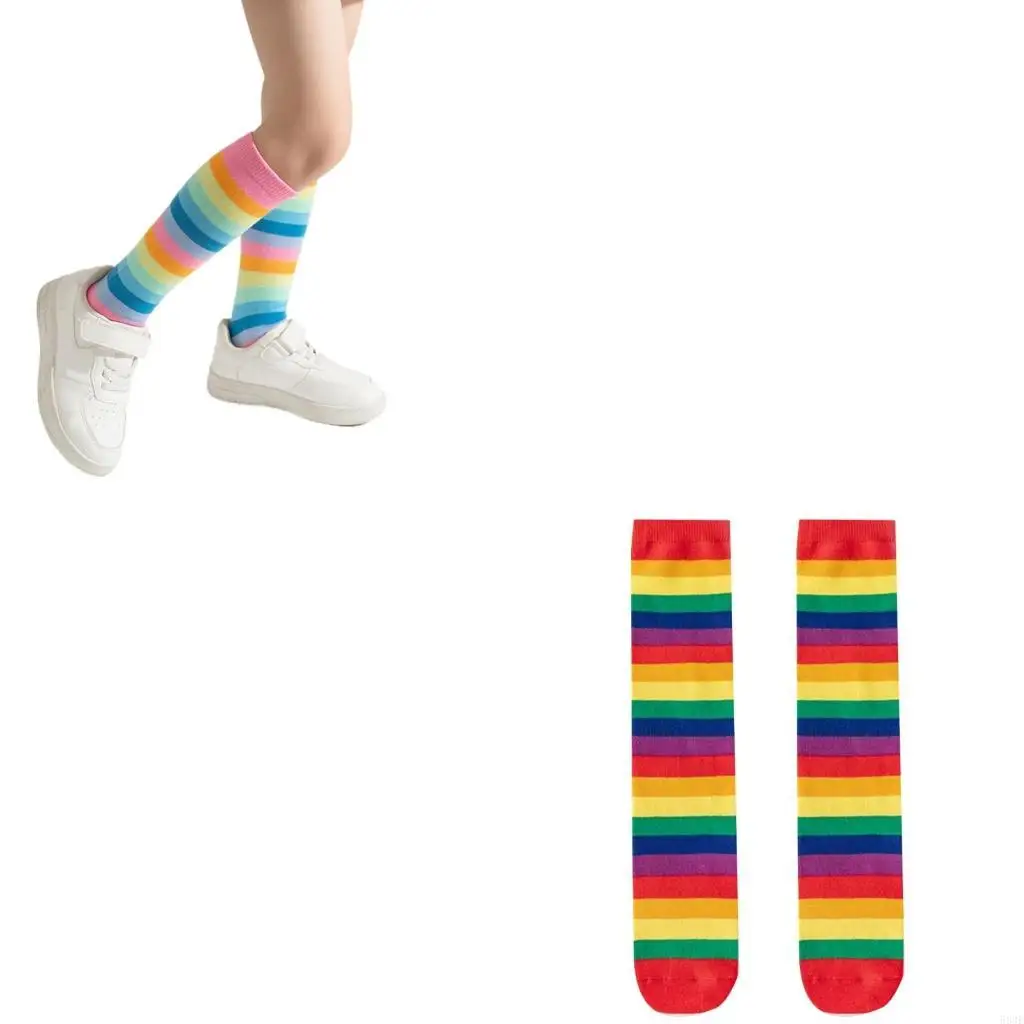 Kids Long Tube Socks Soft & Breathable Cotton Middle Tube Socks Comfortable Calf Length Sock for Baby Girls 3-12 Years
