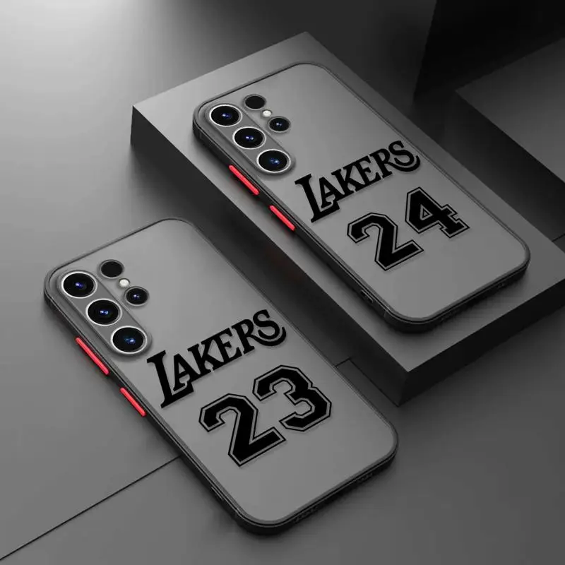 Matte Phone Case for Samsung Galaxy S24 S23 S22 S21 S20 FE Ultra S10 plus Note 20Ultra Basketball Jersey Number 24 23 Cover