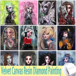 5D fai da te velluto Canva resina pittura diamante Kit ragazza sirena principessa fantasma gatto diamante mosaico ricamo punto croce decorazioni per la casa