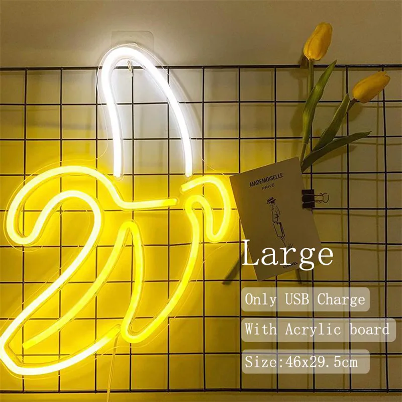 Banana Neon Sign Light LED Hanging Wall Lamp Night Light for Bedroom Kids Room Bar Party Wall Decor Birthday Christmas Gift