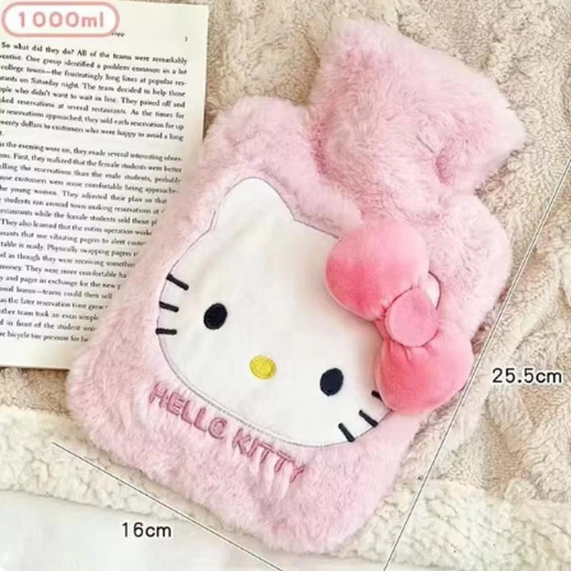 800ml Disney Sanrio Hello Kitty Hot Water Bag With Water Injection Warm Baby Winter Cold Plush Warm Water Bag Christmas Gifts