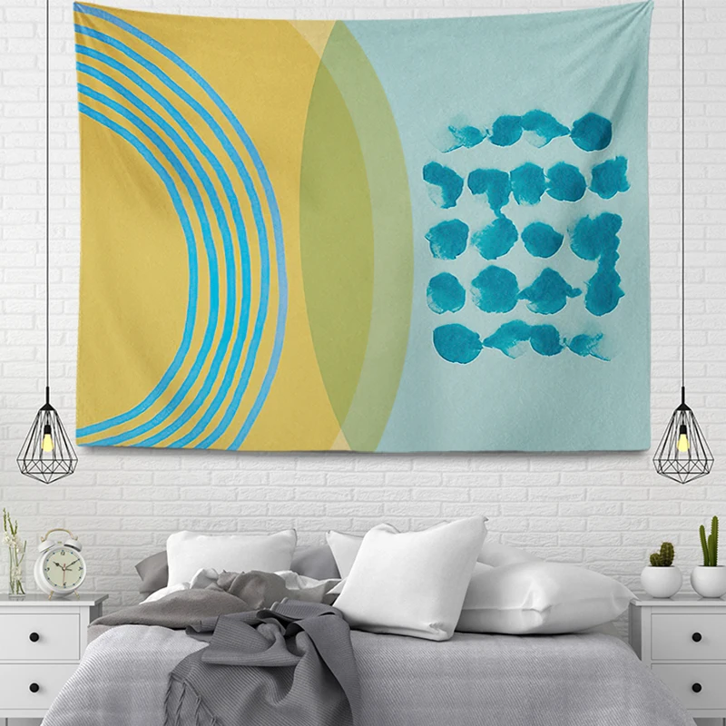 Custom Wall decoration tapestry aesthetic room decor accessories wall hanging  large fabric wall nordic home grey blue decor