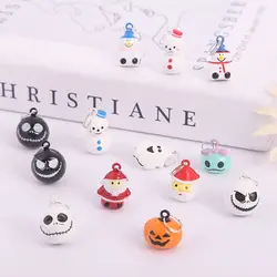 10 Pcs Colorful Mini Funny Metal Bell Multi Shape Cute Snowman Pumpkin Jingle Bells Kid Pendant Gifts For Christmas Halloween