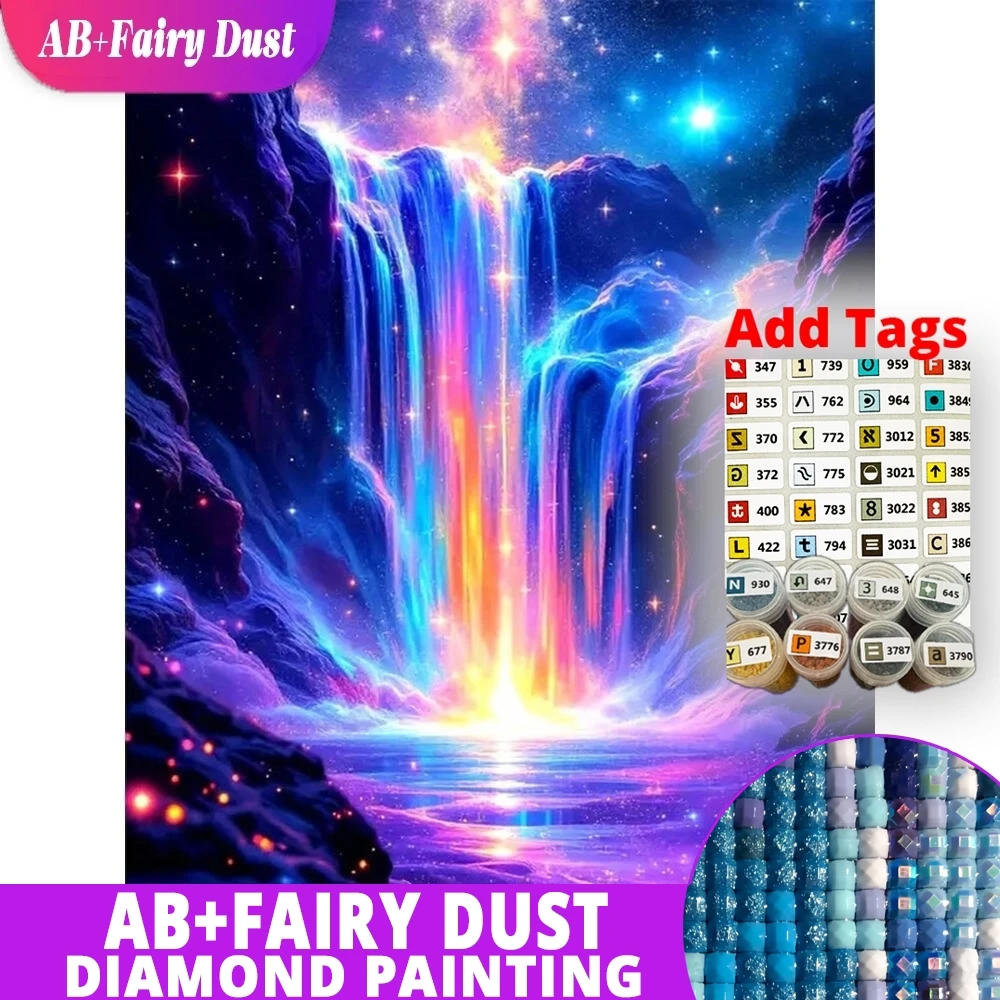 

AB Fairy Dust Diamond Embroidery Waterfall Landscape DIY Painting Pattern For Adults Beginners Mosaic Handmade Hobby