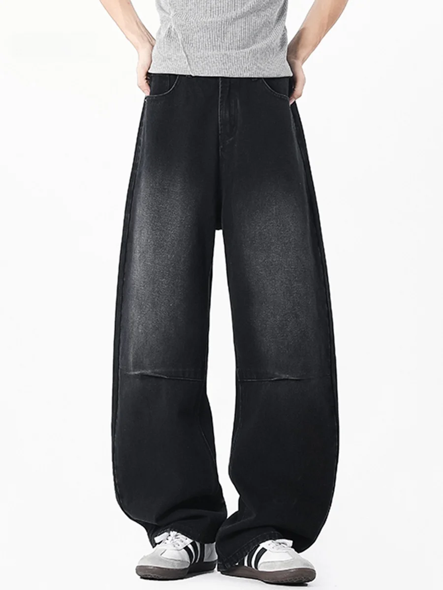 

Bla Vintage Waed Straight Leg Men's Jeans Autumn American Vibe Casual Wide Leg Pants Cotton Blend Youth Faion