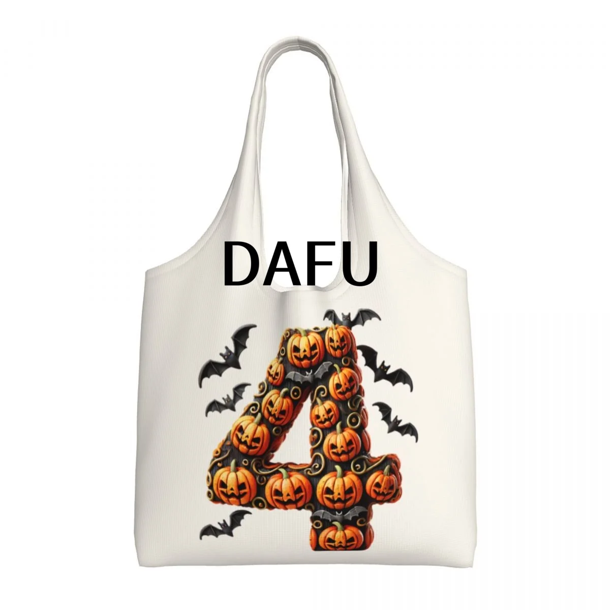 

Batty Pumpkin Number 4 Funny Halloween Bat Pumpkin Tote Bag for Women - Gothic Canvas Shoulder Bag Shopping Commute Party