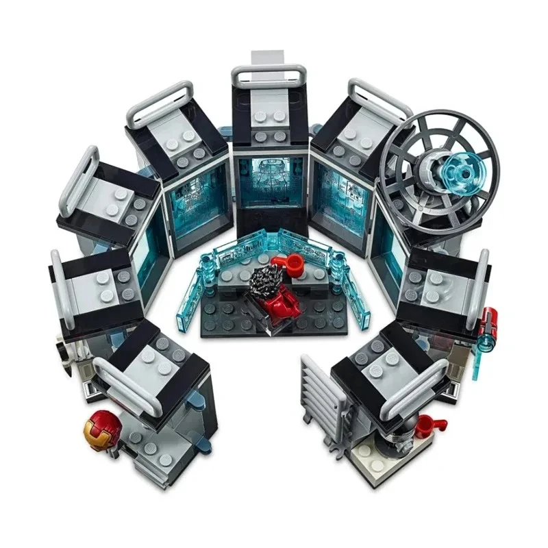 MINISO Disney Marvels Avengers Super Heroes Iron Man Hall of Armour Robot Hall FIT 76125 Model Building Blocks Bricks Gift Toy