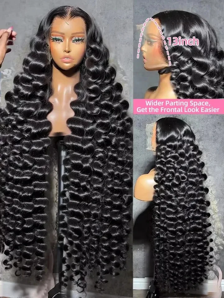 

HD Loose Deep Wave 13x6 Full Lace Front Human Hair Wigs Brazilian 30 38 Inch Curly Water Wavy 13x4 Lace Frontal Wig 240% Density