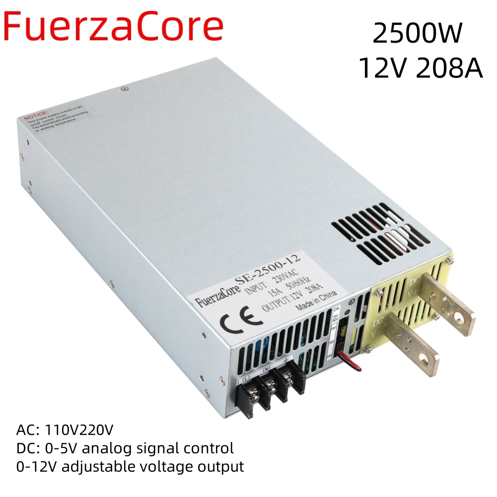 

2500W 12V Power SMPS 0-12V Adjustable 0-5V Analog Signal PLC Control PWM 110\220V AC to DC 12VDC LED Driver Motor Battery Solar