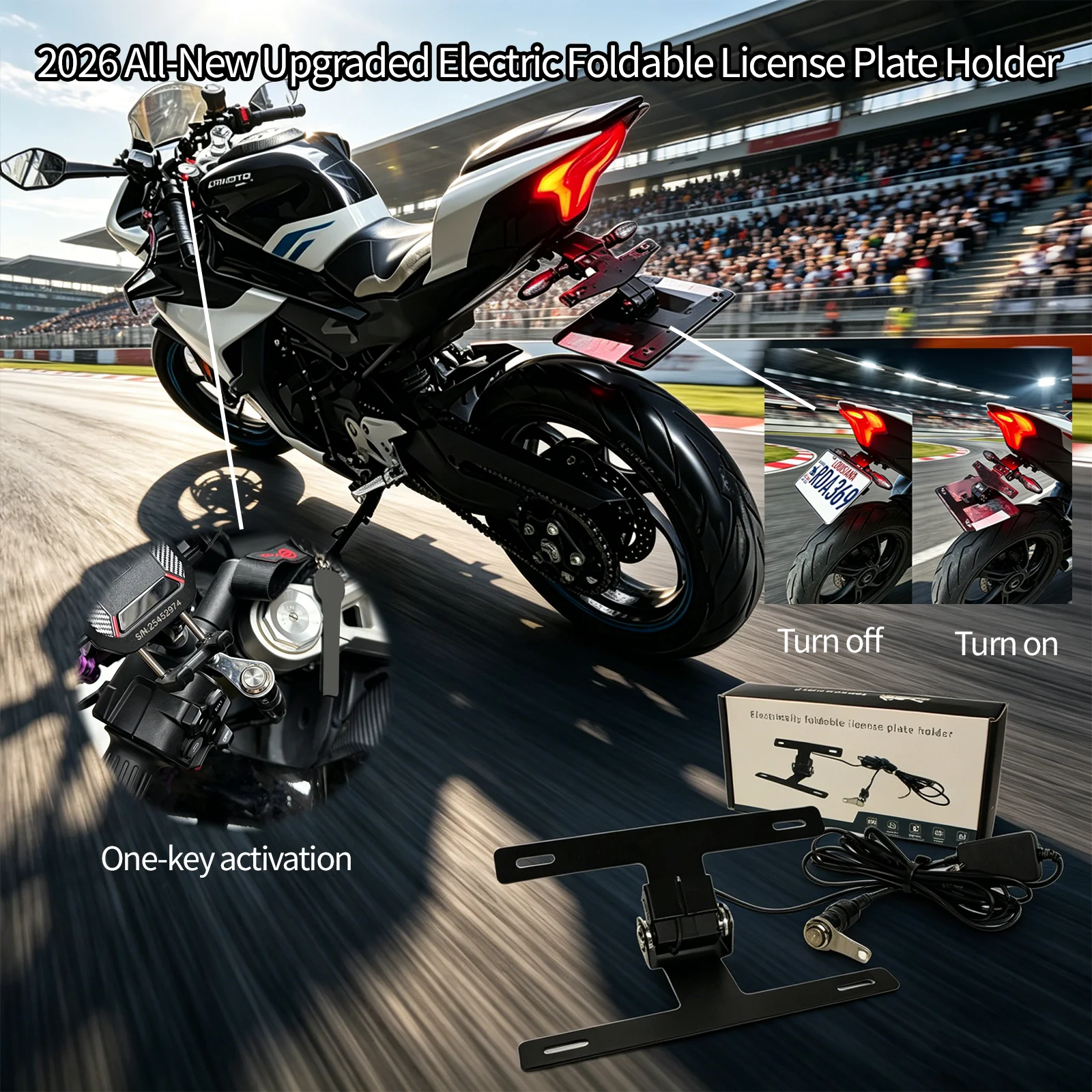 

2026 NEW FORCFMOTO 450sr,675sr-r,250nk,800nk 675nk automatic folding license plate holder,motorcycle, turn over one-button start