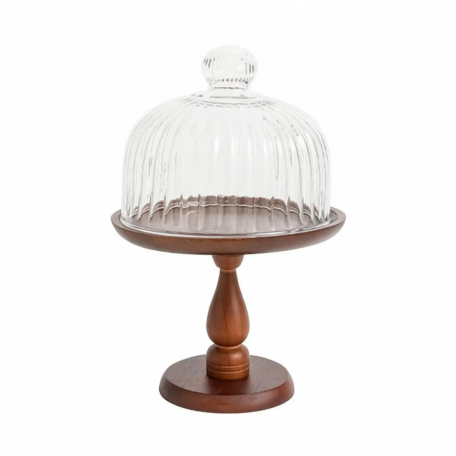 Ribbed Cake Stand with Dome | Elegant Tabletop Presentation, Cake Stand with Dome Lid, for Afternoon Tea