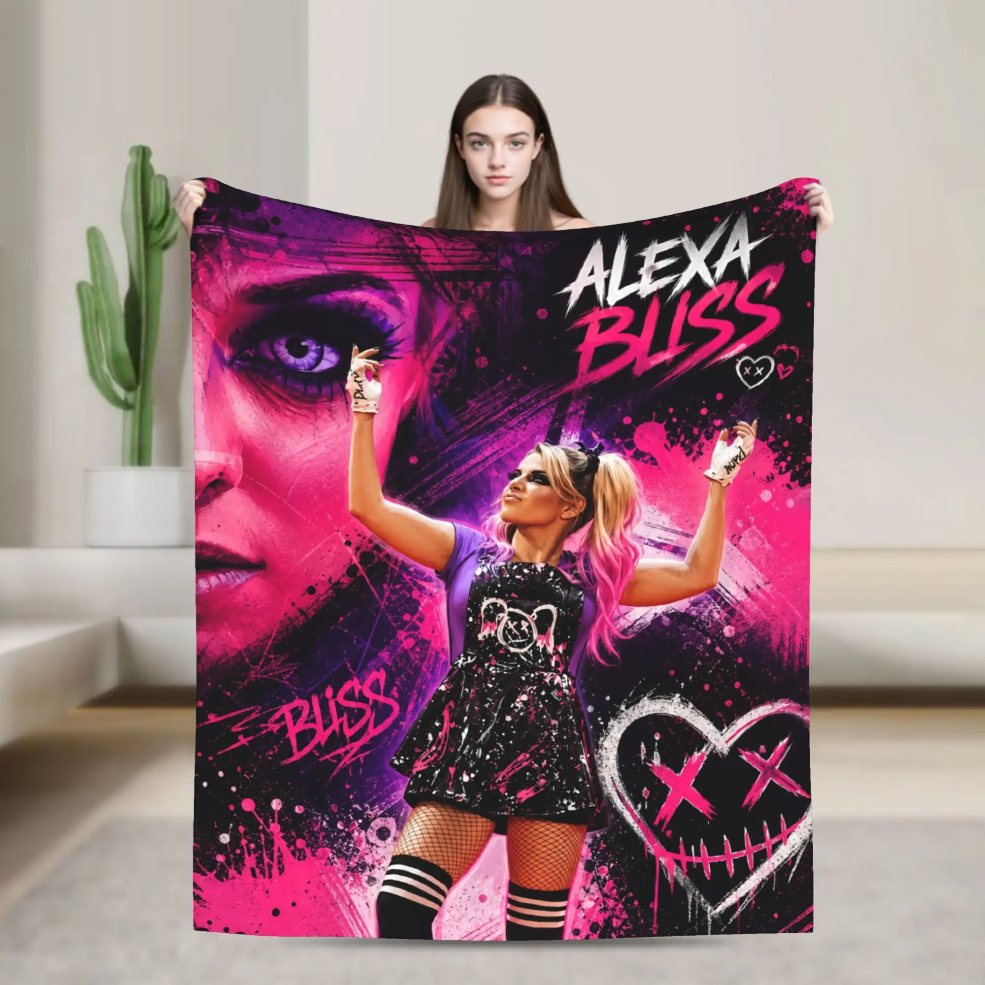 A-Alexa Bliss Throw Blanket for Couch Wrestler  Soft Fuzzy Plush Blanket 50x60 Inch Multiple Sizes Bedspread for All Seasons