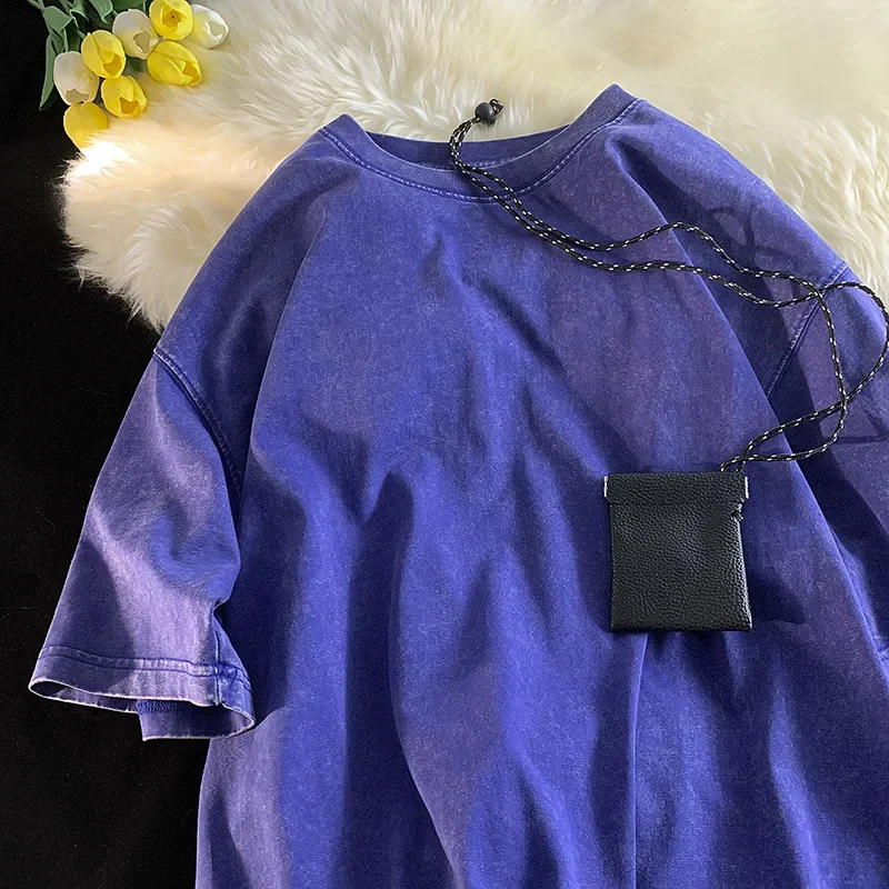 Quality Oversized Acid Washed T Shirt men Vintage T-shirts Streetwear Mineral Wash Tee Shirts boy Woman Loose Luxury Brand Tops image 2