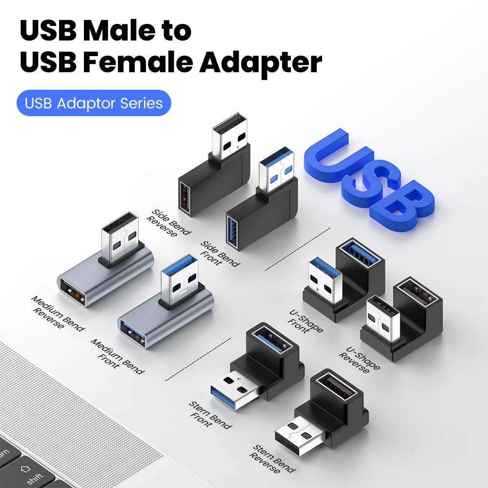 OTG  Adapter USB3.2 Type C Converter 90/180° Elbow USB to Type C Fast Charging Data Transfer Adapter for Android Computer Phone