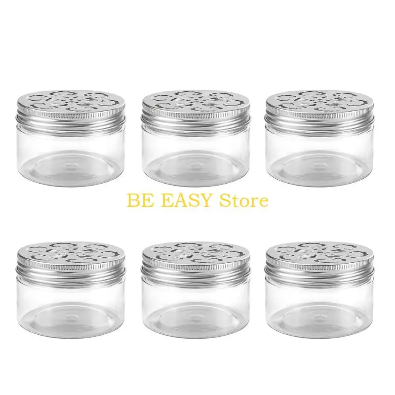 E28F Clear Scent Beads Small Round Jar Set, Aluminum Vented Lid Design, Refillable Empty Air Freshener Aromas Diffuser Storage