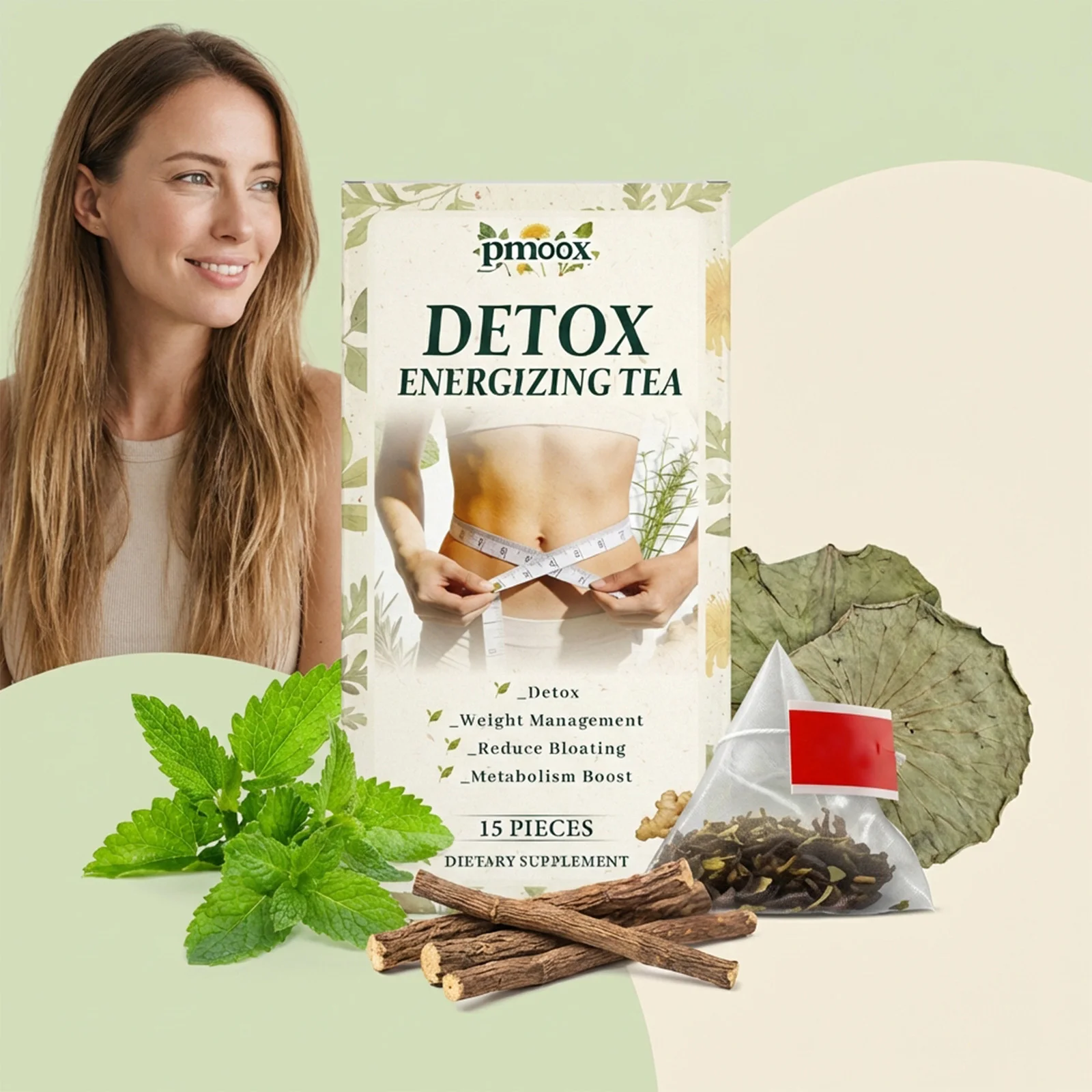 Té de Hierbas, Fórmula Suave a Base de Plantas, Bolsitas Individuales Portátiles, para Trabajadores de Oficina, Estilo de Vida Sedentario, Equilibrio Corporal Ligero