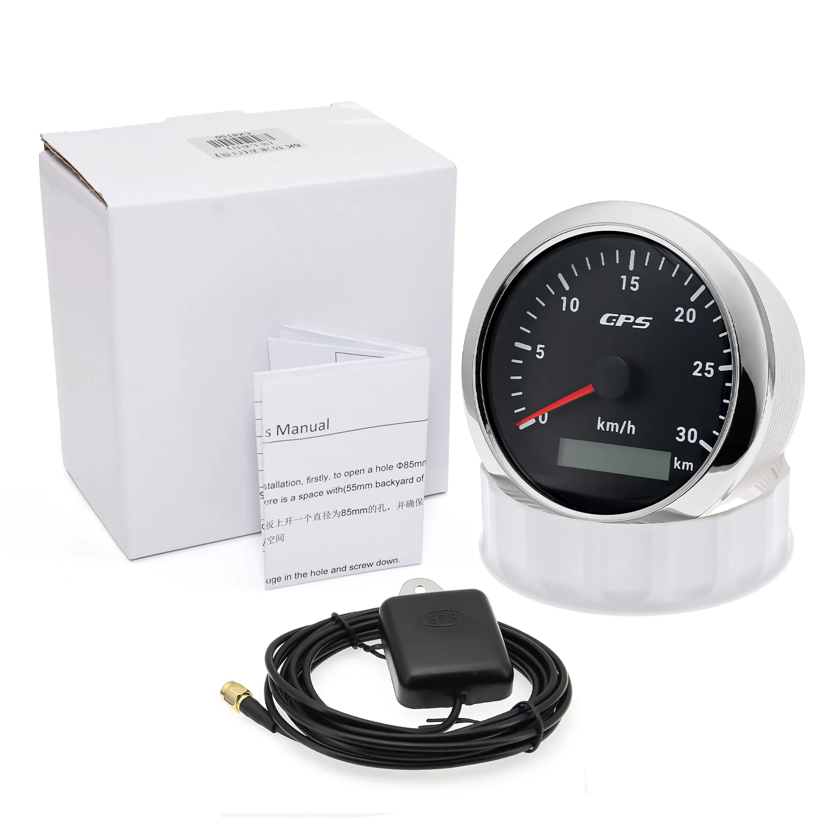 85 MM GPS Snelheidsmeter Gauge 60/120/200 KMH 7 Kleur Licht met GPS Antenne Waterdichte Motorfiets Boot auto Vrachtwagen Snelheidsmeter Meter - afbeelding 1