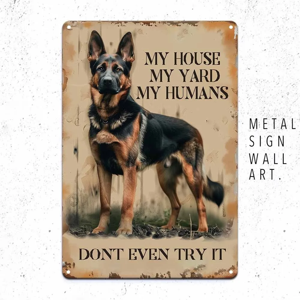 Rustikales Deutscher Schäferhund-Schild – 20,3 x 30,5 cm Aluminium, Yard Home Man Cave Dekor, Haustierliebhaber-Geschenk